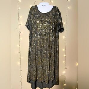 LuLaRoe Tunic Dress (Carly) Metallic Arrow & Diamond Design on Grey 3X